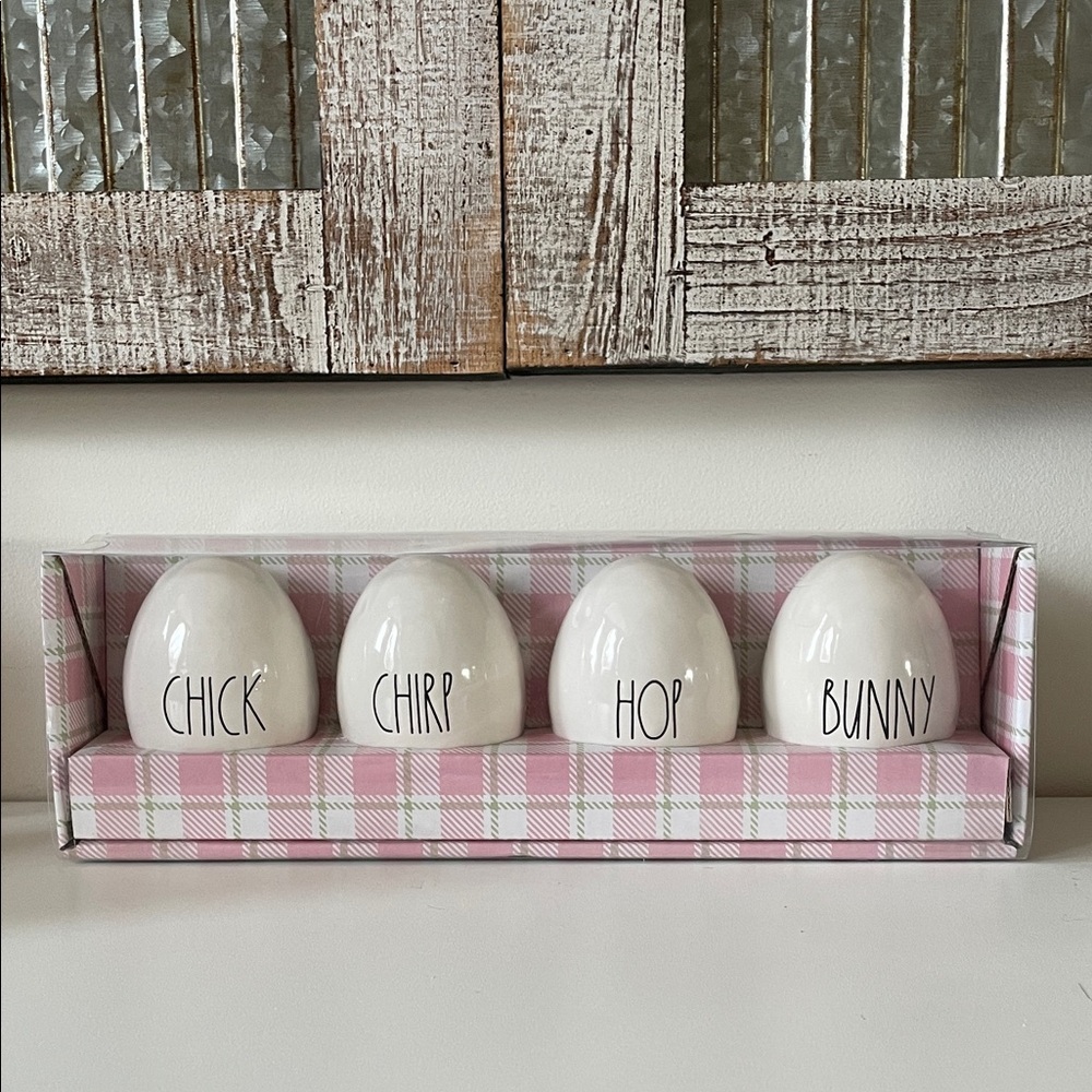 Rae Dunn White Ceramic Egg Set